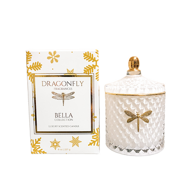 BELLA WHITE AND GOLD CANDLE - SNOWFLAKE