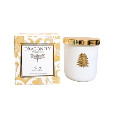 Gia Tree Candle White and Gold